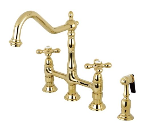 Stunning Brass Kitchen Faucet with Spray