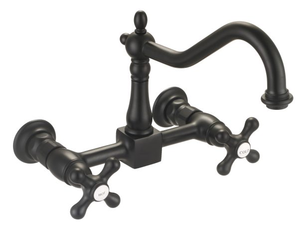 Wall Mount ORB Cross Handle Kitchen Faucet